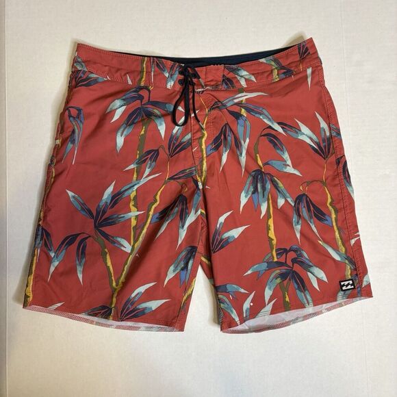 BILLABONG Men’s Red Bamboo Sundays Pro Recycler‎ Boardshort Shorts Trunks Sz 33 - Picture 2 of 10